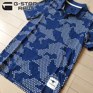 ジースターロゥ(G-STAR RAW)の美品 G-STAR RAW ジースター メンズ 半袖ポロシャツ ネイビー(ポロシャツ)
