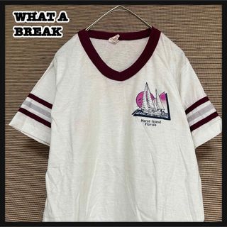 【トリムT】半袖Tシャツ　船　白　ビンテージ　90年代　ヨット　航海　＊３(Tシャツ/カットソー(半袖/袖なし))