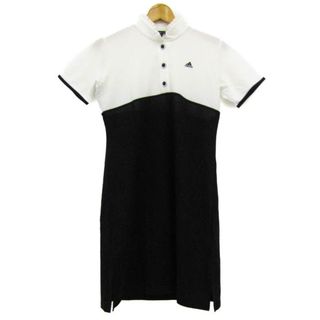 アディダスゴルフ ポロワンピース トップス 半袖 バイカラー ゴルフウア レディース Lサイズ 白×黒 adidas GOLF(その他)