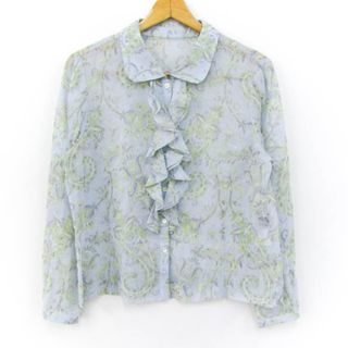 レリアン(leilian)のレリアン ブラウス シャツ トップス 長袖 フリル 日本製 大きいサイズ レディース 13+サイズ 水色×緑×青 Leilian(シャツ/ブラウス(長袖/七分))