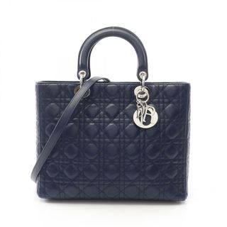 ディオール(Dior)のディオール Dior レディディオール ラージ カナージュ ハンドバッグ バッグ レザー レディース ネイビー系 M0556ONGE 【中古】(ハンドバッグ)