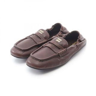 ミュウ ミュウ Miu Miu ルーシュ ローファー 靴 レザー レディース ブラウン系 5D341E 【中古】(ローファー/革靴)