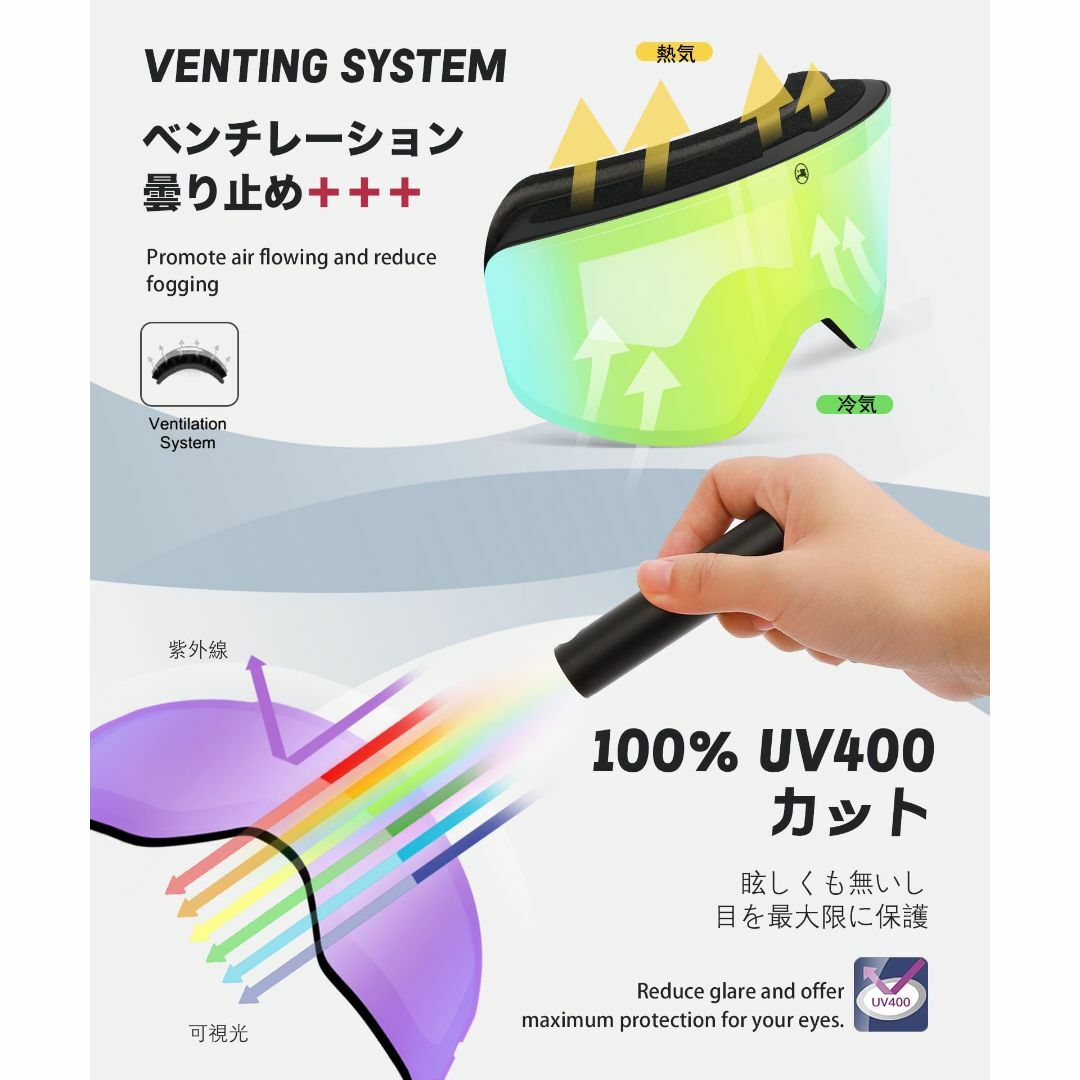 【人気商品】[LECAGE] 変色スキーゴーグル - 調光レンズ フォトクロミッ スポーツ/アウトドアのスノーボード(アクセサリー)の商品写真