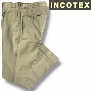 INCOTEX - J4037美品 インコテックス コットンツイル1プリーツサイドアジャスターパンツ
