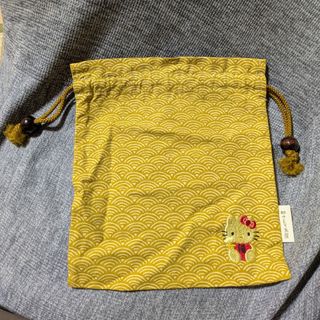 ハローキティ(ハローキティ)の東京さんりお屋ハローキティ 波模様巾着レア2001年(キャラクターグッズ)