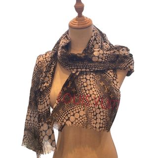 ルイヴィトン(LOUIS VUITTON)の【中古品】 LOUIS VUITTON ルイヴィトン　コラボ　草間彌生  ストール 　パレオ･モノグラム　ウェーブ 　コットン 　ブロン　M74631　ユニセックス　M74631(ストール/パシュミナ)