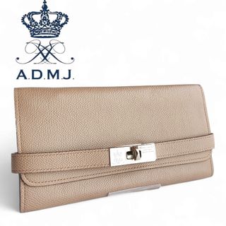 エーディーエムジェー(A.D.M.J.)の◾美品◾A.D.M.J. ベージュレザー三つ折り財布(長財布)