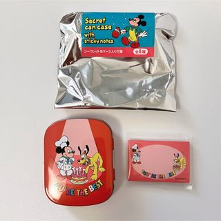 ディズニーストア　シークレット缶ケース入り付箋　ミッキー　プルート　ピート