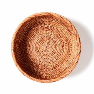 【人気商品】Lirancia ラタンバスケット かご 藤製 天然素材 丸い 浅い