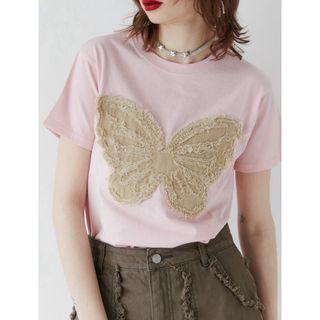 ジュエティ(jouetie)の【ZOZOTOWN限定】バタフライドッキング Tシャツ ピンク(Tシャツ(半袖/袖なし))