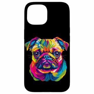 【Model name:iPhone 15】パグ犬 カラフルカラー ポップアート
