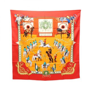 エルメス(HERMES)のエルメス HERMES カレ90 Real Escuela Andaluza del Arte スカーフ 衣料品 シルク シルク レディース レッド系 / マルチカラー 【中古】(バンダナ/スカーフ)