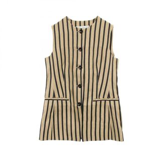マックスマーラ(Max Mara)のマックスマーラ MAX MARA RODEO ストライプジレ ベスト 衣料品 トップス ファブリック コットン レディース ベージュ系 / ブラック系 25112810126 【中古】(ベスト/ジレ)