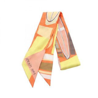 エルメス(HERMES)のエルメス HERMES ツイリー Sea Surf and Fun スカーフ 衣料品 シルク シルク レディース オレンジ系 / イエロー系 / マルチカラー 【中古】(バンダナ/スカーフ)