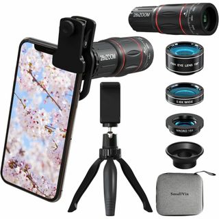 SmallYin スマホ用カメラレンズ 28倍望遠レンズ 198°魚眼 0.6×