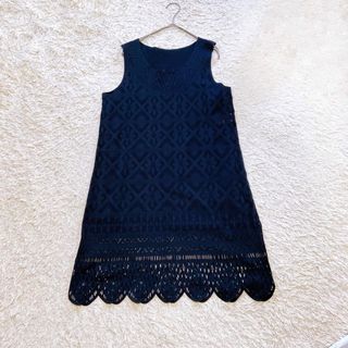美品　プリーツプリーズ　カッティングフラワーワンピース　チュニック　L
