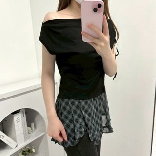 新品 レディース clear オシャレ Tシャツ チュール ブラック(Tシャツ(半袖/袖なし))