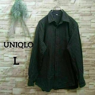 ユニクロ(UNIQLO)のUNIQLO メンズ フランネル シャツ長袖 チェック コットン L 21(Tシャツ/カットソー(七分/長袖))