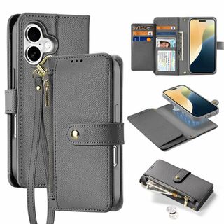 【新着商品】本革 外層取り外し可能 iPhone 16 Plus ケース 手帳型