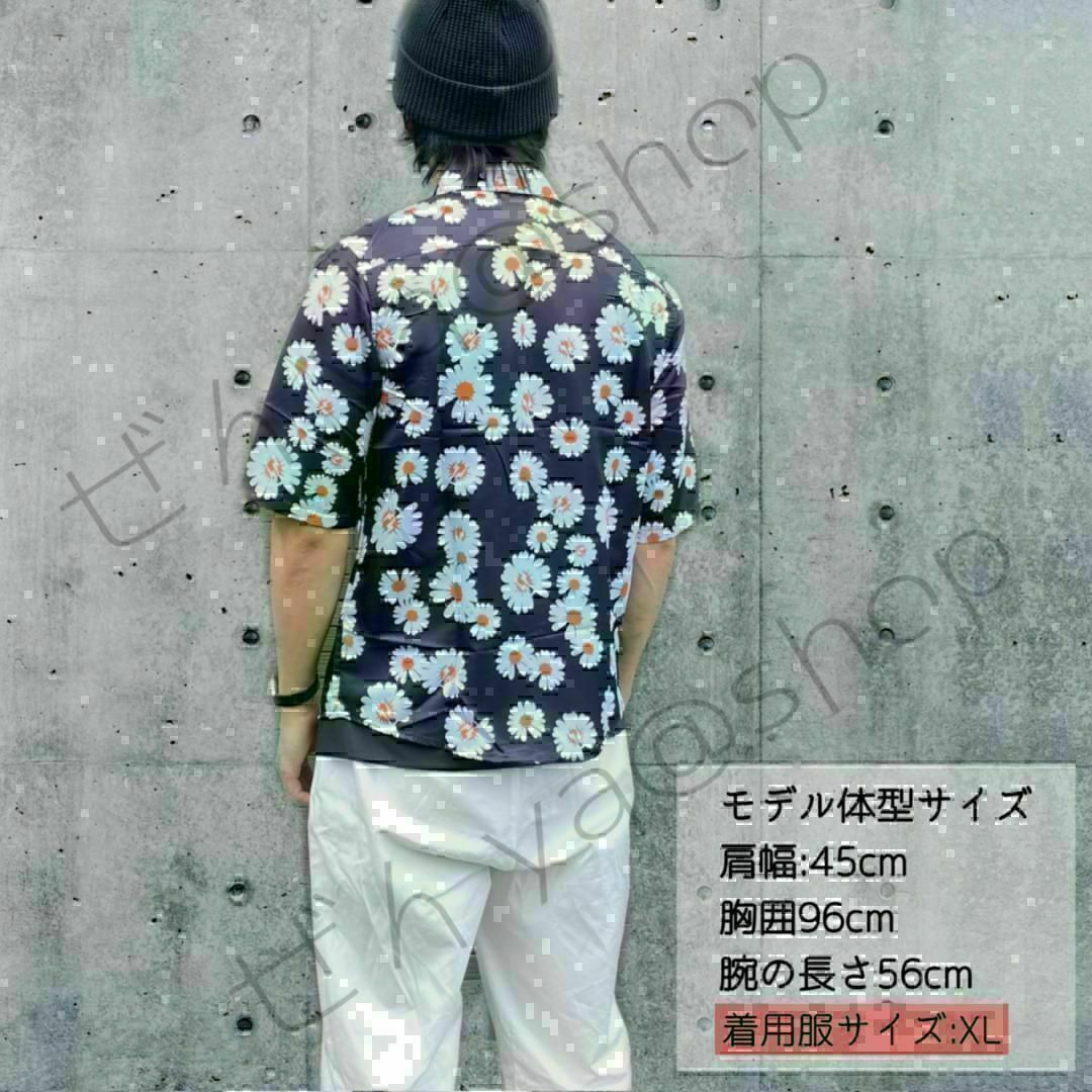 456　花柄プリンカジュアルトシャツ　M サイズ　ブラック メンズのトップス(シャツ)の商品写真