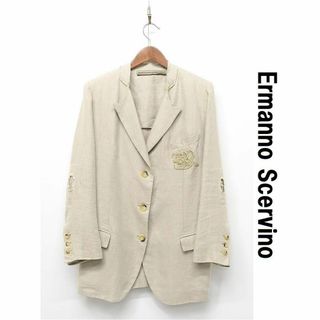 R-H382/Ermanno Scervino リネンジャケット 44 ベージュ(テーラードジャケット)