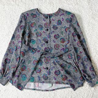 ジバンシィ(GIVENCHY)のGIVENCHY ノーカラージャケット ヴィンテージ ペイズリー柄　ベルト　４２(ノーカラージャケット)