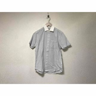 ユナイテッドアローズ(UNITED ARROWS)の本物ユナイテッドアローズUNITEDARROWSコットンボーダー柄半袖シャツ白S(シャツ)