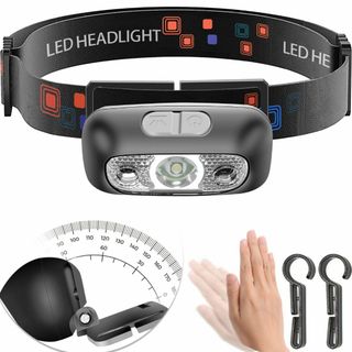 【人気商品】LEDヘッドライト 90度可動式ヘッド 42g軽量 USB-C充電式