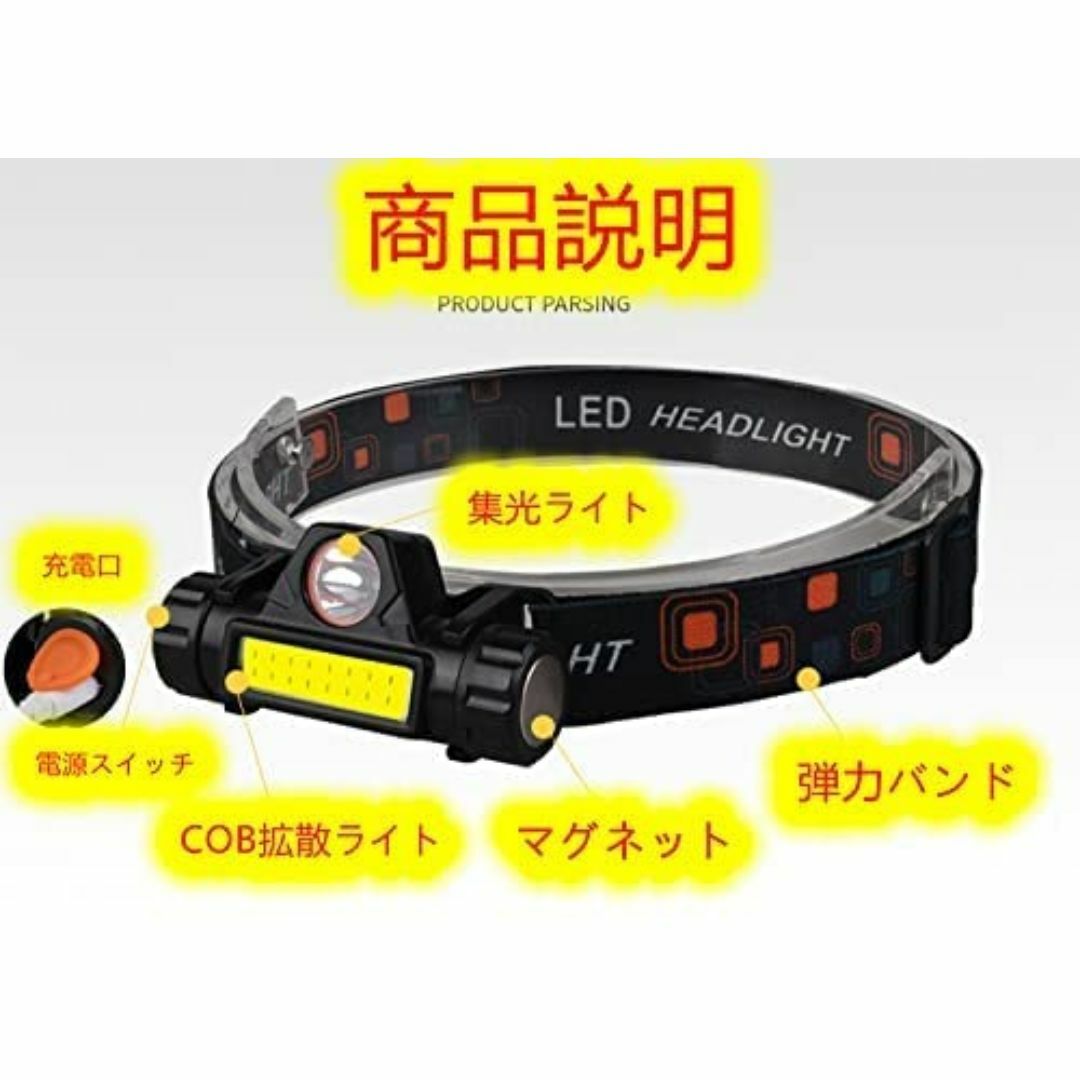 【数量限定】【4個セット】無段階調光 ヘッドライト 充電式 LEDヘッドライト  スポーツ/アウトドアのアウトドア(ライト/ランタン)の商品写真
