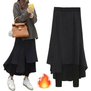 Y38◇◇スカート付き レギンス Lサイズ ブラック くろ 新品未使用 細見え