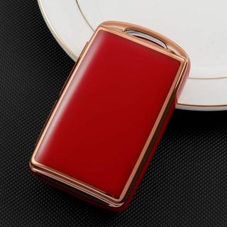 マツダ スマートキーケース TPU キーカバー 赤金 CX-5 CX-3/30(車内アクセサリ)