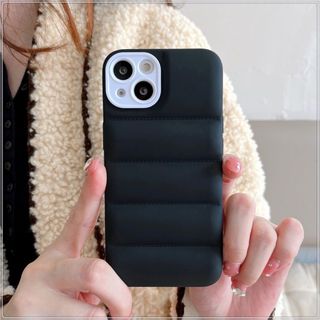 iPhoneケース iPhone13 スマホケース　ダウンジャケット風　黒