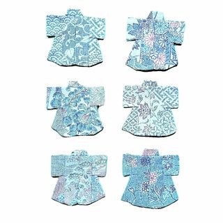 着物キルトトップ　(白地)　6枚セット