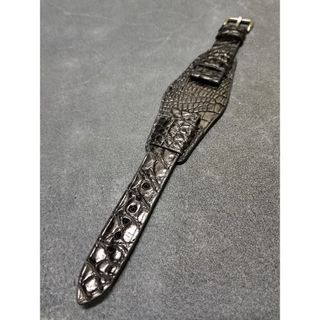 20mm 本物 クロコダイル BUND 裏側 完全防水革 半艶黒 2