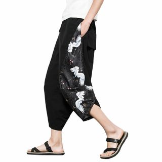 【人気商品】[YFFUSHI] メンズ サルエルパンツ ワイドパンツ アラジンパ(その他)