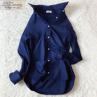 ミナペルホネン(mina perhonen)の9美品！　サリースコット　Sally Scott　長袖　シャツ　ブラウス　紺　M(シャツ/ブラウス(長袖/七分))
