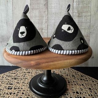 ● Handmade 三角鍋つかみ クマ くまさん ベア グレー staub ●(キッチン小物)