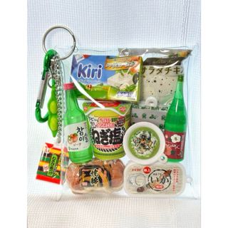 『本日の晩酌セット』ガチャ詰めポーチ　グリーン　焼豚　ねぎ塩　kiri　お茶漬け