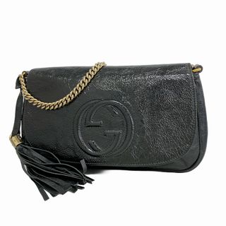 グッチ(GUCCI)の【5gd4658-h】グッチ ショルダーバッグ ソーホー 336752 レザー ブラック ゴールド金具【中古】レディース(ショルダーバッグ)