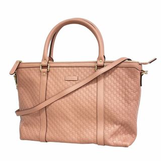グッチ(GUCCI)の【5gd4660-h】グッチ ハンドバッグ マイクログッチシマ 449655 レザー ピンク シャンパンゴールド金具【中古】レディース(ハンドバッグ)