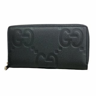 グッチ(GUCCI)の【5gd4723-h】グッチ 長財布 ジャンボGG 739484 レザー ブラック シルバー金具【中古】メンズ レディース ユニセックス(財布)