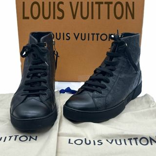 ルイヴィトン(LOUIS VUITTON)の【極美品】ルイヴィトン モノグラム レザー ハイカットスニーカー 黒 24cm(スニーカー)