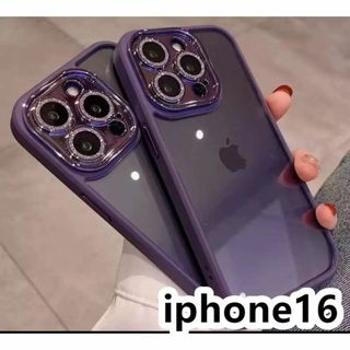 iphone16ケース カーバー レンズ保護付き 透明 耐衝撃紫2(その他)