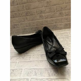 極美品✨ DIANA 【24㎝】 モールドウェッジリボンカッター ブラック(ハイヒール/パンプス)