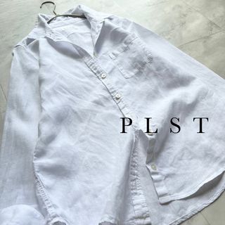 PLST - PLST 洗えるリネンシャツ 長袖 羽織 M