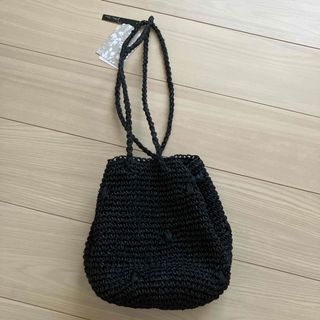 【未使用・タグ付き】emesuelee 手編みポップコーン編み　巾着　バッグ(かごバッグ/ストローバッグ)