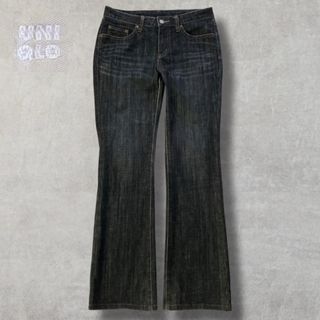 ユニクロ(UNIQLO)の【UNIQLO】 デニム ジーンズ ブーツカット レディース ブラック W64(デニム/ジーンズ)