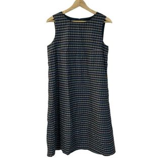 ホコモモラ(Jocomomola)のJOCOMOMOLA(ホコモモラ) ワンピース サイズ40 XL レディース - ネイビー×ブラウン×マルチ ノースリーブ/ひざ丈/刺繍/チェック柄(その他)