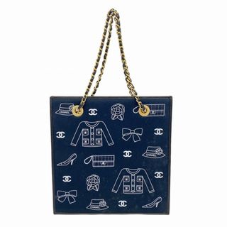 シャネル(CHANEL)の【5gd4983-h】シャネル ハンドバッグ アイコン キャンバス ブラック ゴールド金具【中古】レディース(ハンドバッグ)