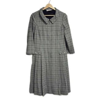 レリアン(leilian)のLeilian(レリアン) ワンピース サイズ11 M レディース美品  - 黒×ライトグレー 長袖/ひざ丈/チェック柄/Lanificio Piemontese/ジップアップ(その他)
